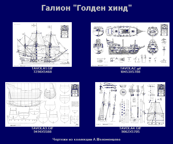 Чертежи галеон золотая лань